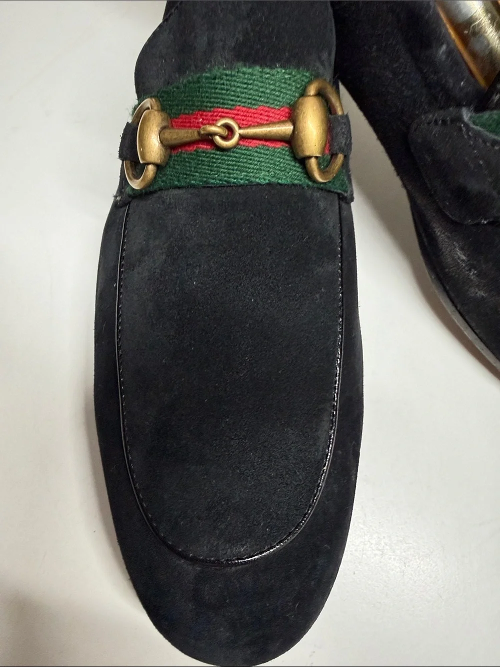 Gucci Web Black Suede Horesbit Loafers Mens Size UK 7 US 8
